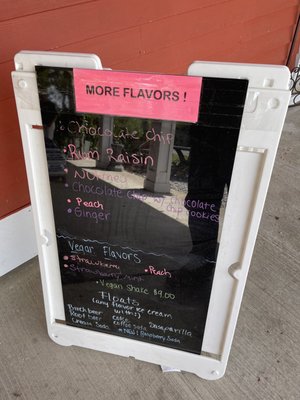 Menu -more ice cream flavors