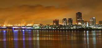 Beautiful Long Beach coast at night.