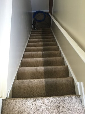 Carpet Cleaning, Heavily Soiled Carpet Stairs