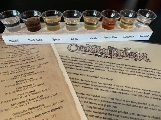 Rum tasting flight.