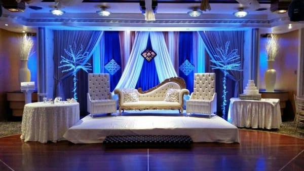 Reception stage at Chateau Briand Caterers located in Carle Place, NY