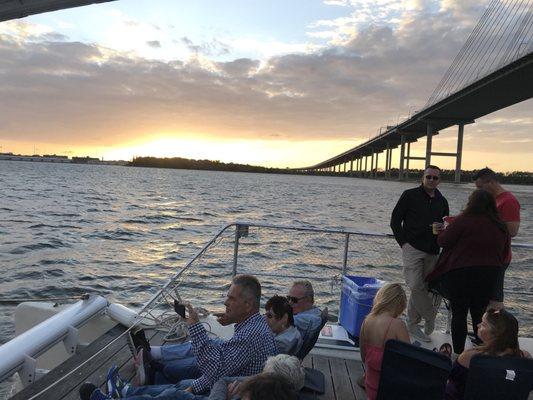 As we were about to go under Ravenel Bridge.