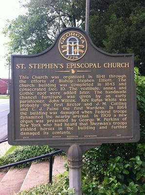 State plaque in front of the church.