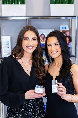 Our Aesthetician's Emily and Kayla with our Arya Medical Spa products!