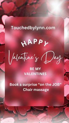 Chair massage Special! $45 surprise your valentines on the job, at home, or at the gym! Be my Valentines