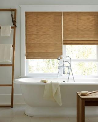 Design Studio™ Roman shades come in a wide variety of timeless fabrics like cotton, silk and linen.