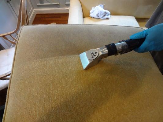 viscos sofa cushion during cleaning process.