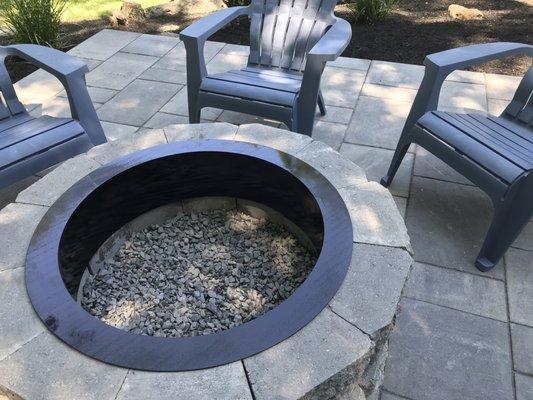 Fire pit and stone patio