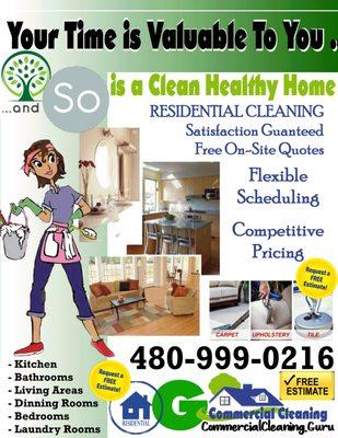 Our Web site is www.CommecialCleaning.Guru - or - Call, 480-999-0216 for the best cleaning prices and a cleaning crew that get the job done.