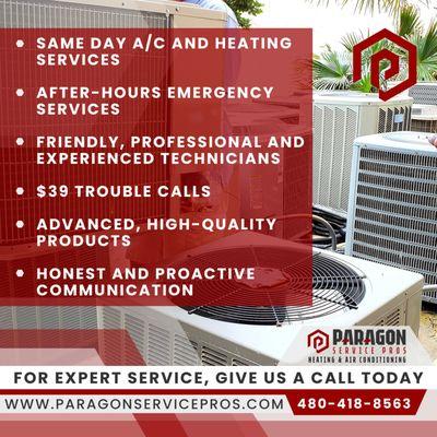 Do you need A/C and heating service right away for your home? No matter what time of day or the amount of service your systems need, our te