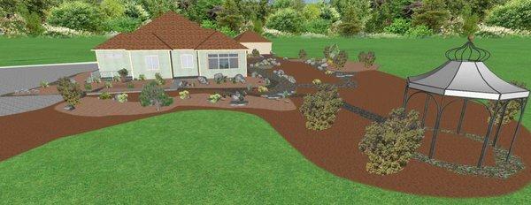 Landscape designs in 3D. Plans for your contractor to install your landscape.  Over 25 years experience in the area.