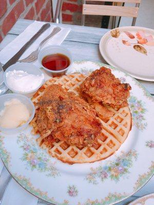 Fried chicken on waffle