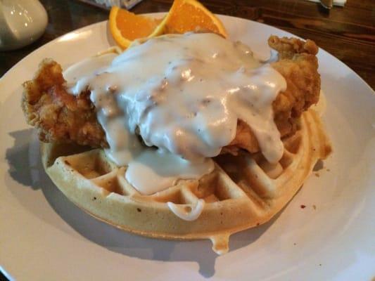 Fried chicken waffle, chicken was a bit on the dry side and waffle was unimpressive