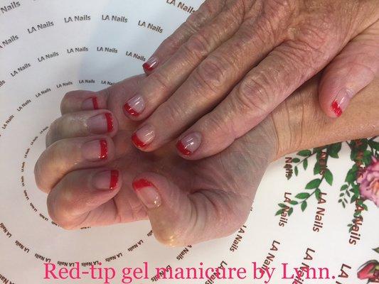 Red-tip gel manicure by Lynn.