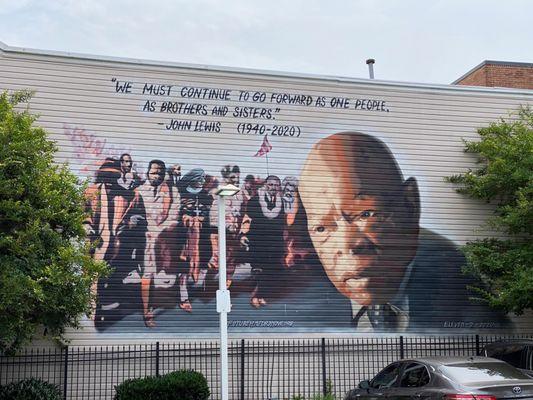 Incredible civil rights (John Lewis) art on the parking lot of 7-11