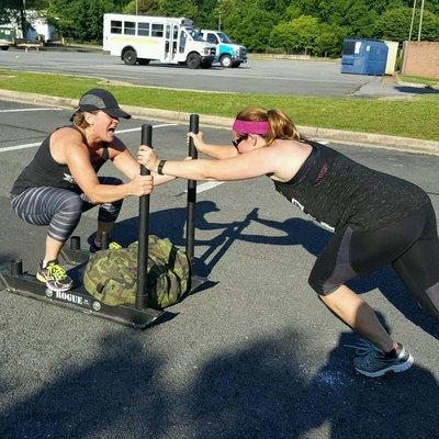 Sled sprints for leg strength and cardiovascular work (Sunday Funday)