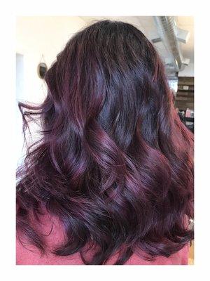 How fun is this? A purple balayage and haircut!