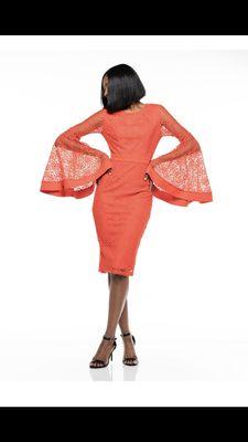 Orange Bell Sleeve Dress 
Sizes-Small to Plus