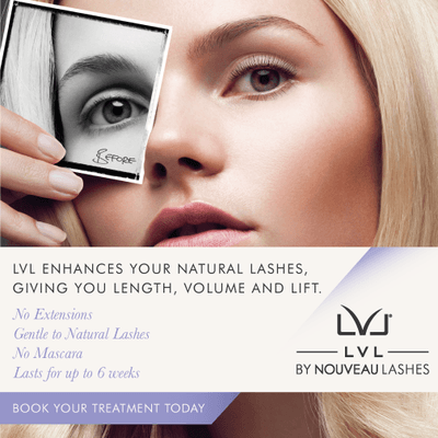 LVL stands for length-volue-lift,and the idea is simple: a therapist uses a setting serum to straighten your natural lashes  at the root!$55