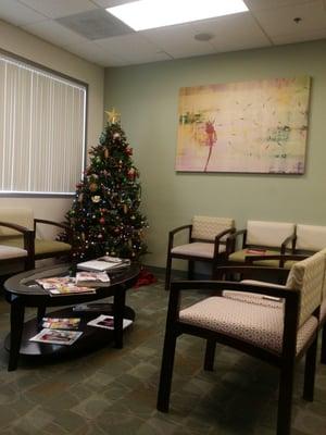 Lobby with their Christmas Tree