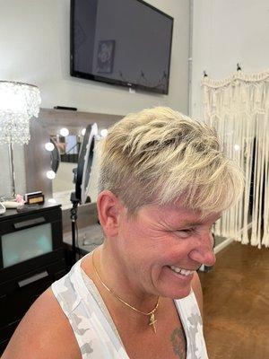 Loved her new color she was very brassy and I toned she is new client from Chicago.. Just moved here..