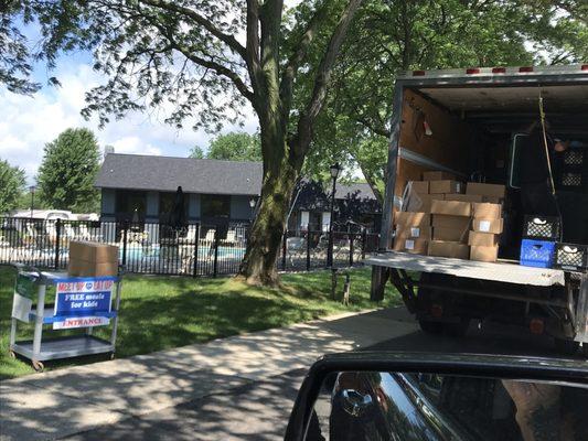 FREE boxes of food distributed weekly for ALL school aged kids! Boxes contains 7 breakfasts and 7 lunches, + a gallon of milk per child.