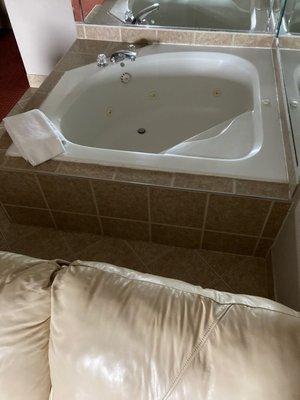 Whirlpool in room. Clean, convenient views and privacy. Great water temperature! Be careful getting in and out of whirlpool, no step.