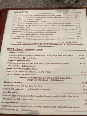 Breakfast menu