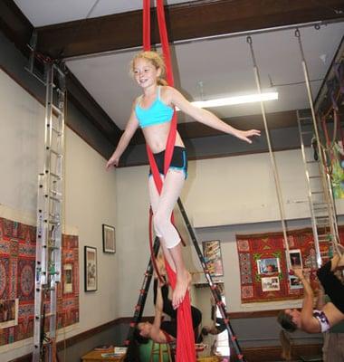 Aerial Arts student at Moody Street Circus