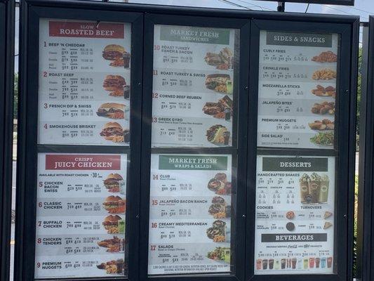 Drive thru menu