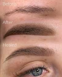 The before, after and healed ombré brows.