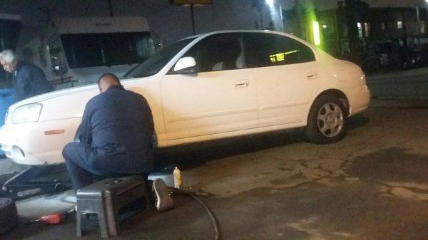 Bob finishing-up on my 2003 Hyundai Elantra. I had the entire suspension replaced, including motor mounts. The car runs like new.