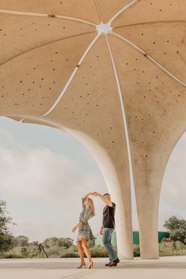 Dancing under the cement dome structure