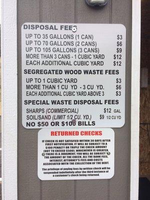 Disposal Fees - September 2017