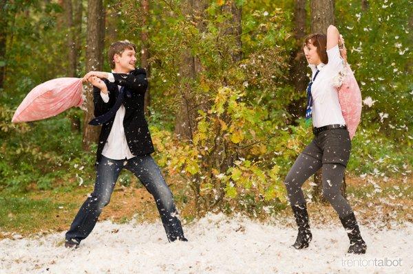 Pillow fight at the family session. Who needs therapy?...