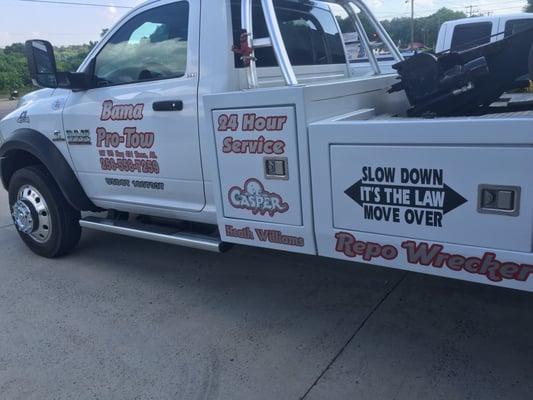 Bama pro tows wrecker. Very nice truck with clean interior and clean driver if you need a ride with your car