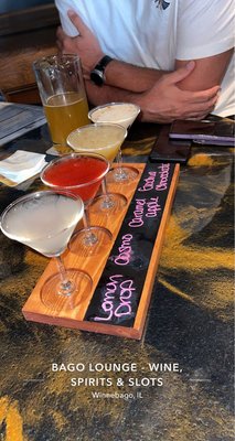 This was a martini flight with a lemon drop, Cosmo, Caramel Apple, and chocolate! So yummy!