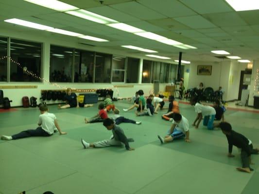 Jr Warriors preparing for a MMA class