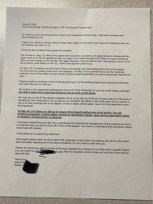 Another resident discrimination letter