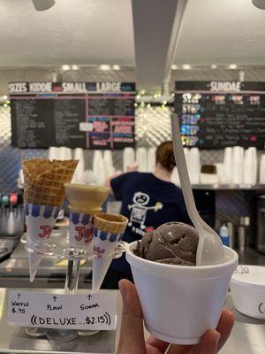 Black raspberry chocolate chip ice cream.