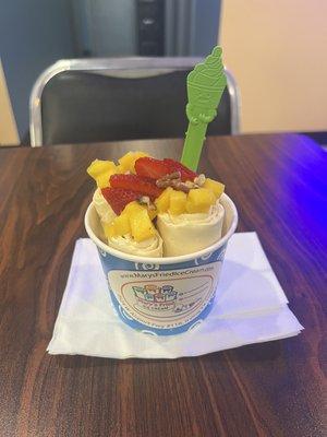 Mango Rolled Ice Cream ($6)