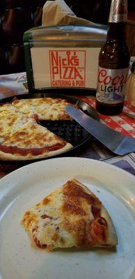 Personal pan pizza and an ice cold beer!  Oh, baby.