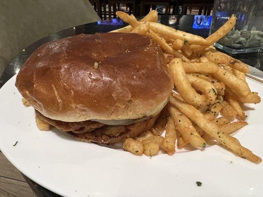 Chicken sandwich with fries