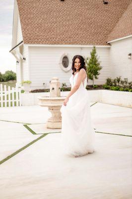 bride twirling in dress