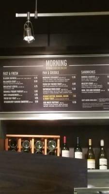 This is the morning section of the menu.