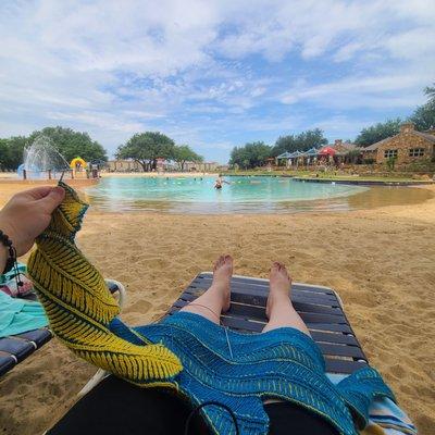 Knitting at the beach