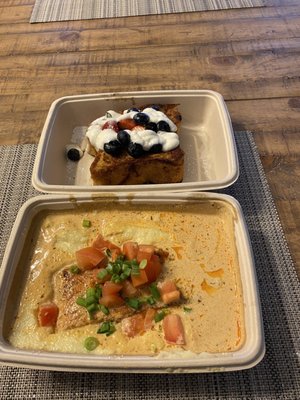 Blackened Salmon and Grits and 1 Piece French Toast a la Carte