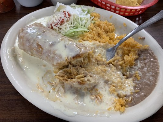 Best Chimichanga I have ever tasted.  The seasoning on the chicken is so good.