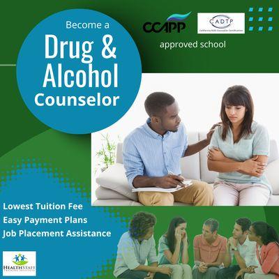 Enroll at HealthStaff Training Institute's Drug & Alcohol Counseling Program. Online, Flexible, and approved by CCAPP and CADTP.