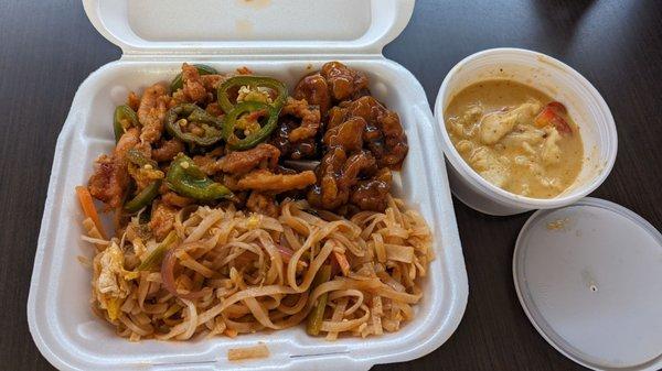 Pad Thai, spicy chicken, curry, orange Chicken